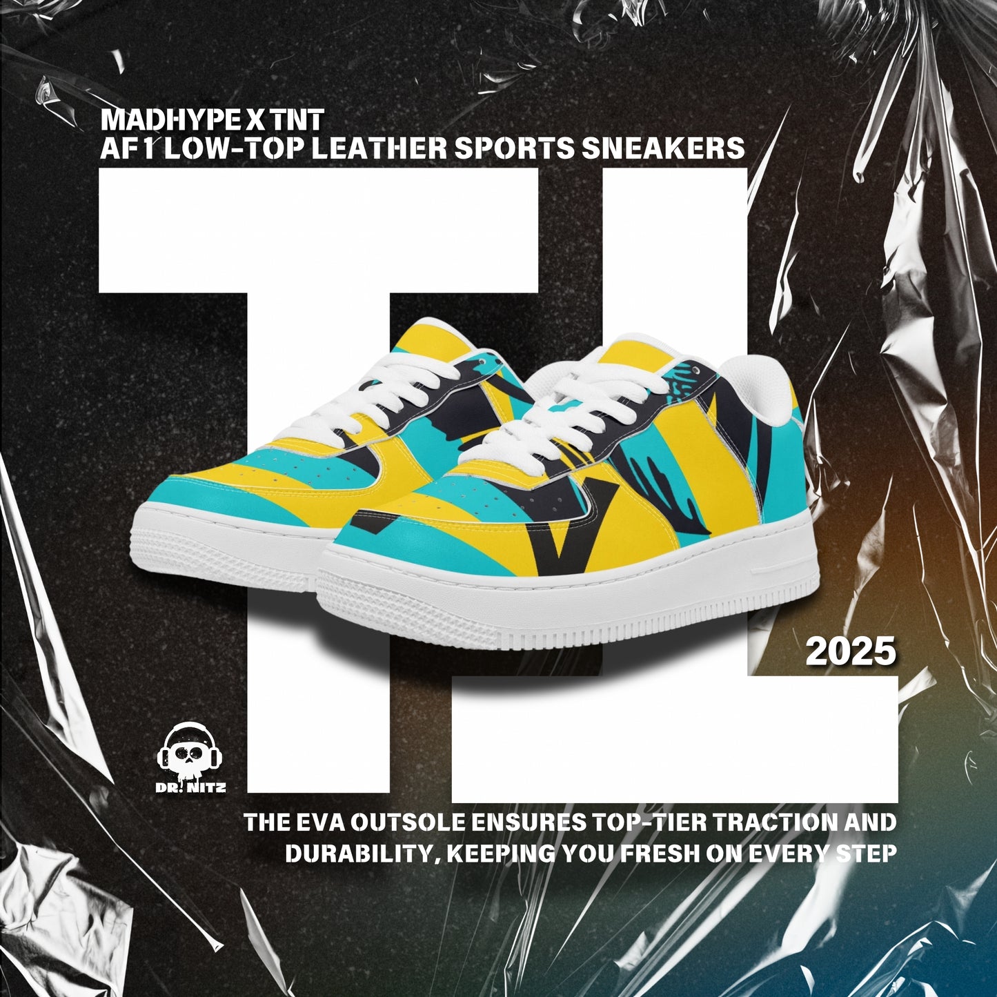 MADHYPE X TNT | AF1 Low-Top Leather Sports Sneakers - Tongue Printable